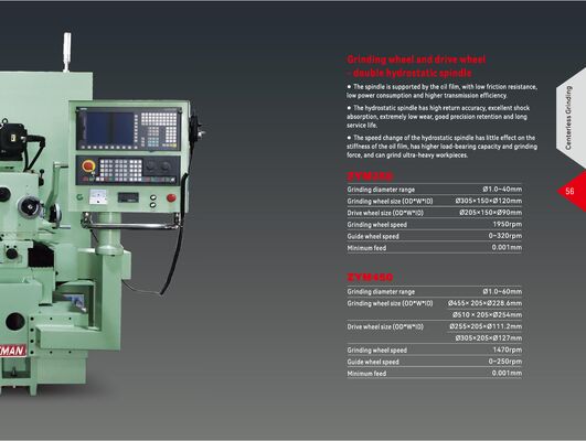 Hoogprecisie CNC Centersless Grinding Machine met hoog vermogen geen wrijving gratis onderhoud hydraulische statische spindels